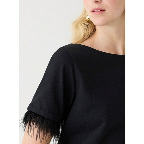 J.Crew Mariner jersey cropped boatneck T-shirt with feathers - Picture 2 of 8